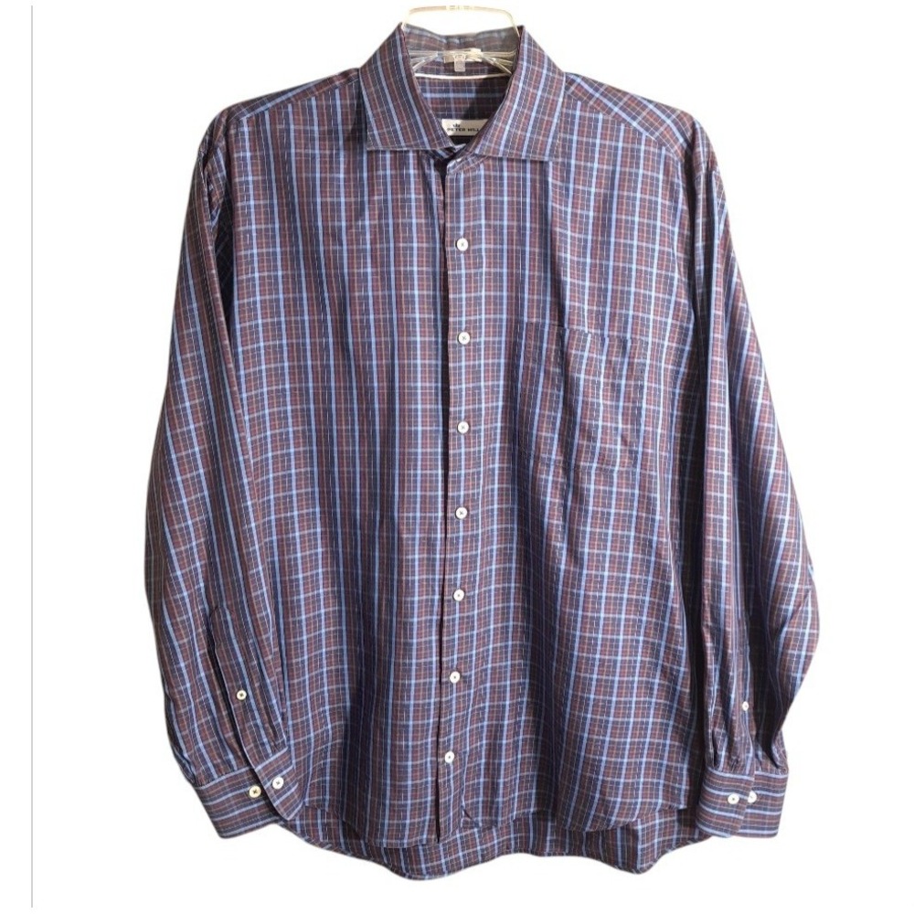 Peter Millar Men's Collared Button-Up Shirt Extra Large Multicolor Plaid